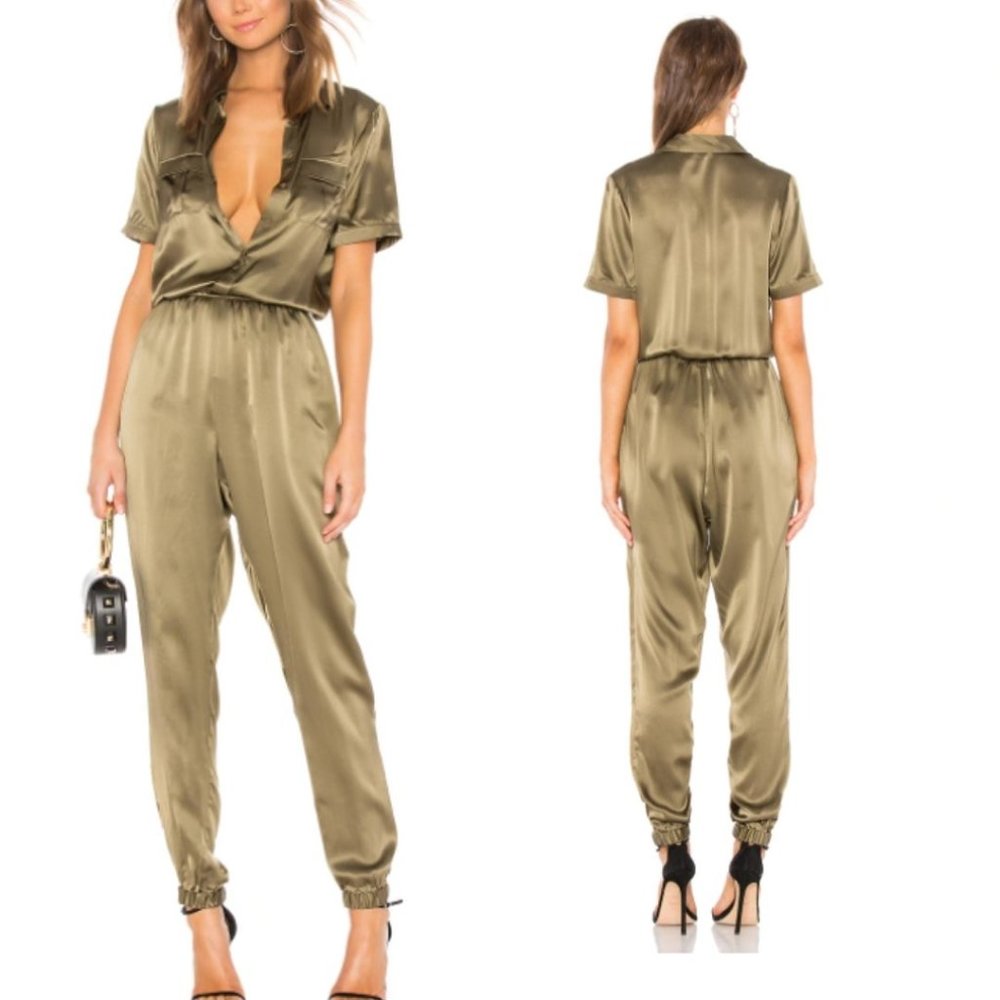 CAMI NYC Revolve "The Maddie" 100% Silk Jumpsuit L